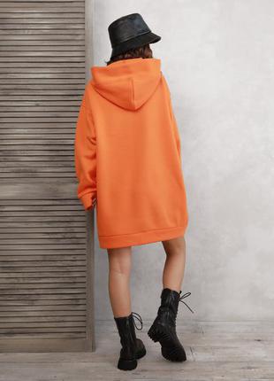 Помаранчева сукня-толстовка на флісі3 фото