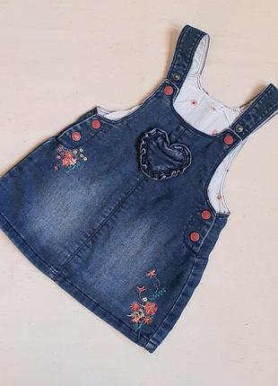 Джинсовый сарафан на подкладке beby club c&a германия на 9-12 месяцев (80см)