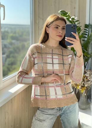 Кофейный свитер в клетку 1+1=3