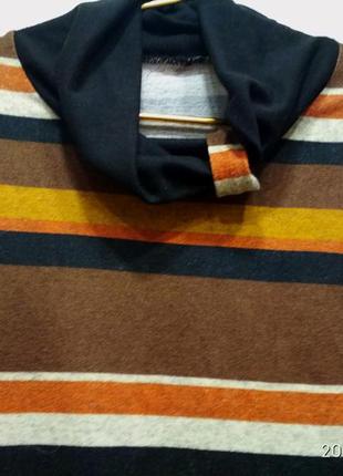 Теплый свитер - туника в полоску 44-46р.