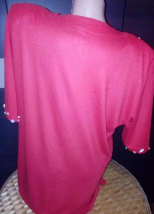 Блуза-футболка с декором,красная,размерxxl2 фото