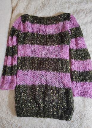 Платье паутинка, туника из мохера, модное платье-туника, вязанное, теплое, colour block8 фото