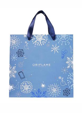 Чоловічий подарунковий пакет інновації oriflame оріфлейм зимовий принт сніжинки 527112 новорічний
