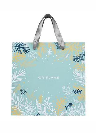 Подарунковий пакет природа oriflame оріфлейм сніг зима хвойні гілочки ялинки новорічний 527111
