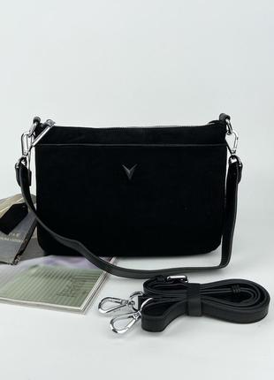 Женская замшевая сумка кросс-боди на три отделения polina & eiterou4 фото