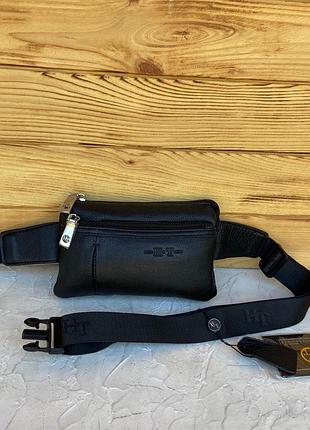 Мужская кожаная поясная сумка бананка h.t. leather