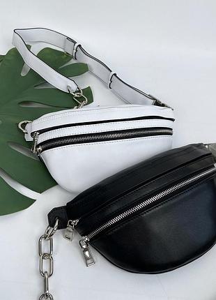Женская кожаная сумка бананка через плечо и на пояс