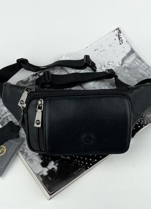 Мужская кожаная поясная сумка бананка на пояс и через плечо на два отделения h.t. leather