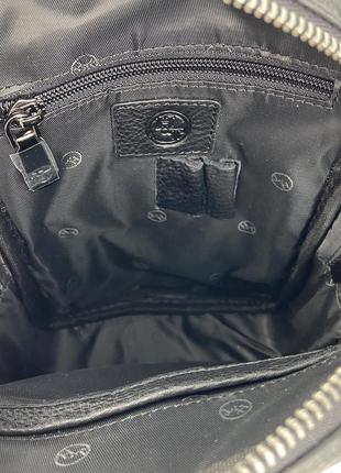 Мужская кожаная нагрудная сумка слинг через плечо  h.t. leather черная9 фото