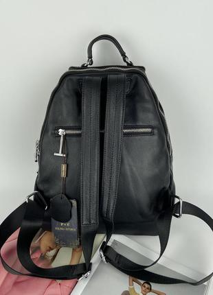 Женский кожаный городской стёганный рюкзак на одно отделение polina & eiterou черный7 фото