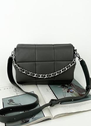 Женская кожаная сумка на и через плечо c цепочкой polina & eiterou