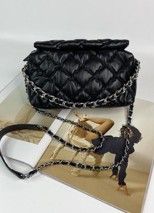 Женская кожаная стеганная сумка через плечо на цепочке polina & eiterou