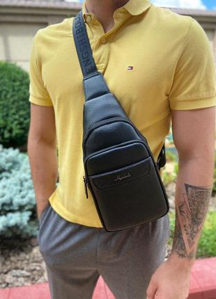 Мужская сумка слинг через плечо черная