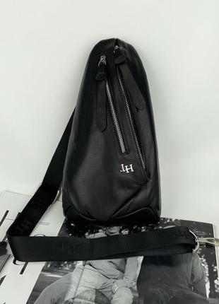 Мужская кожаная нагрудная сумка слинг через плечо h.t. leather