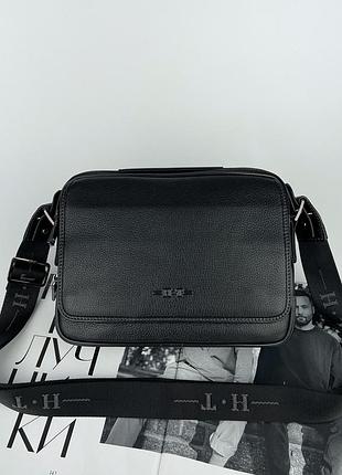 Мужская кожаная сумка на и через плечо на два отделения h.t. leather