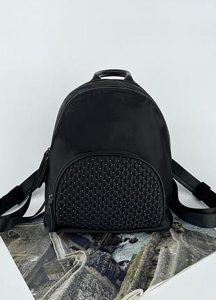 Женский текстильный городской рюкзак на два отделение черный