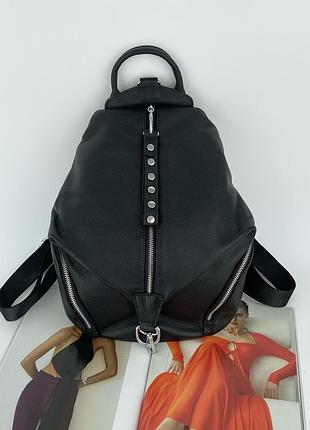 Женский кожаный городской рюкзак трансформер polina & eiterou черный