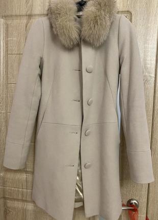 Пальто зимове кашемір з натуральним хутром