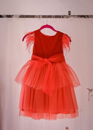 Сукня оксамит з пір'ям