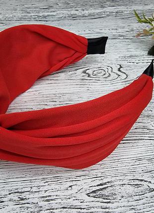 Обруч - чалма текстильный ободок для волос ярко - красный