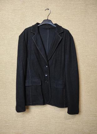 Черный теплый пиджак жакет блейзер с отсрочкой