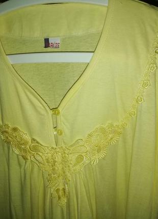 Ночная сорочка желтая с кружевом хлопок xl2 фото