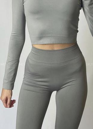 Кроп топ сірий безшовний мікрофібра
