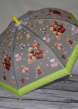 Парасоля парасолька дитяча яскрава матова напів - прозорий веселий ведмедик