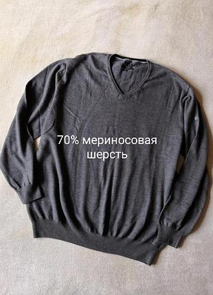 Вовняний джемпер пуловер на статного чоловіка, великий розмір