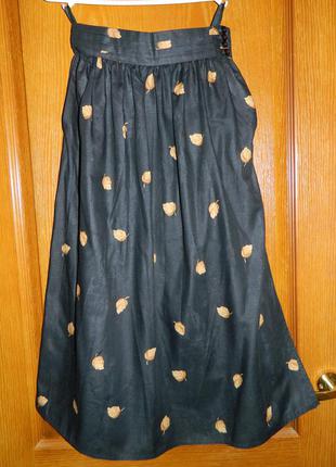 Стильная чёрная юбка eison of denmark с рисунком "осенние листья" (дания) р. 36