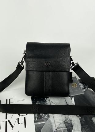 Мужская кожаная сумка мессенджер через плечо h.t. leather1 фото