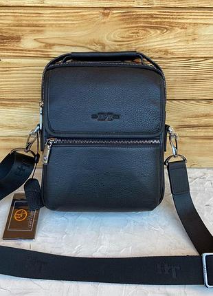 Мужская кожаная сумка с ручкой через плечо h.t. leather