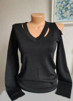 Свитер пуловер дырки и люрекс разрезы