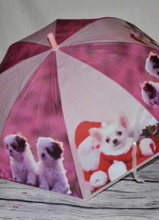 Чудова парасоля парасолька дитяча для вашої малечі та підлітків цуценята собачки матова3 фото