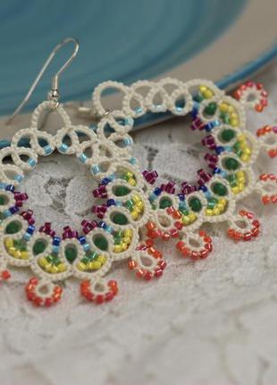 Мереживні сережки в техніці фріволіте