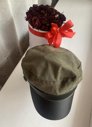 Женская кепи ( кепка) цвета хаки. 51 см.+ резинка.3 фото
