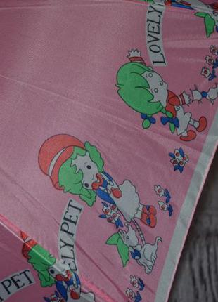 Зонтик зонт трость детский со свистком разные розовый с девочками3 фото