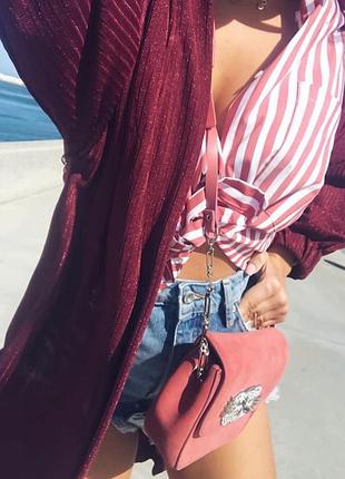 Рожева замшева сумочка zara з оздобленням