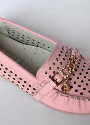 Кожаные туфли мокасины для девочек calorie