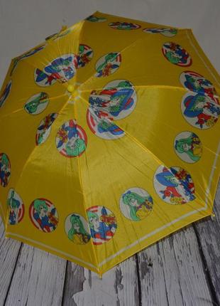 Зонтик зонт трость детский со свистком разные желтый с девочками1 фото