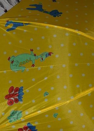 Зонтик зонт трость детский со свистком разные желтый с динозаврами4 фото