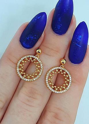 Сережки-гвоздики позолота, позолочені сережки