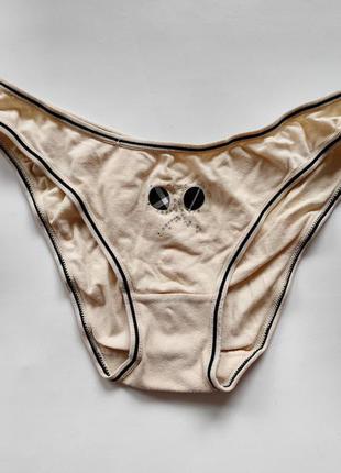 Бежеві трусики тілесні сліпи труси жіночі бавовняні катоновые базові беж катонові хлопкові натуральні кавс kaws