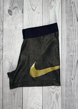 Жіночі спортивні шорти nike pro чорні золотий свуш лого шортики найк про компресійні