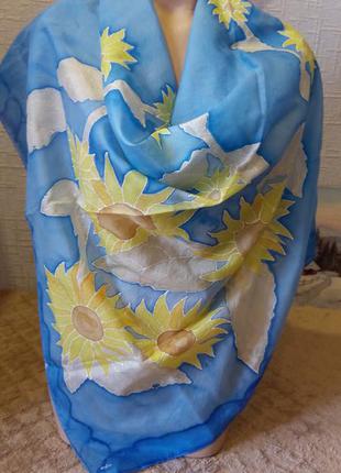 Шовковий хустку, ручна розпис техніка батік "соняшники"