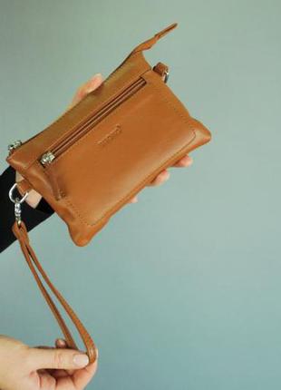 Женская кожаная сумка бананка клатч cross-body buono (08-10981 cognac)5 фото