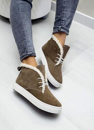 Черевики з італійської замші беж темний