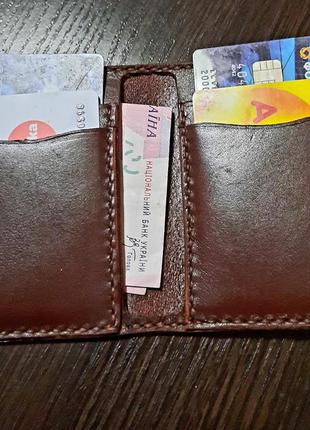 Крафтовый гаманець формату міні.7 фото