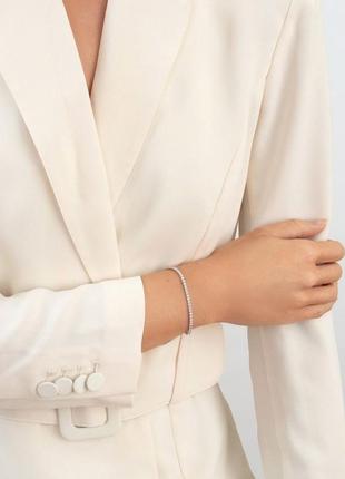 Жіночий срібний браслет з кубічним цирконієм покритий родієм