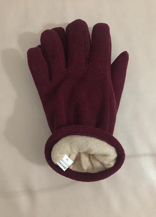Флісові рукавички кольору бордо, розмір xl2 фото